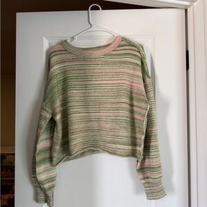 SO Women's Striped Sweater in Green and Pink